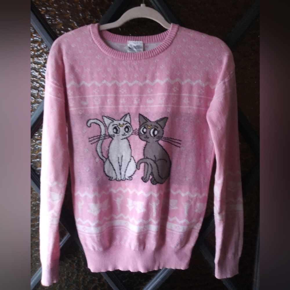 Sailor Moon Cats Artemis and Luna : Kawaii Rare Sweater size Small